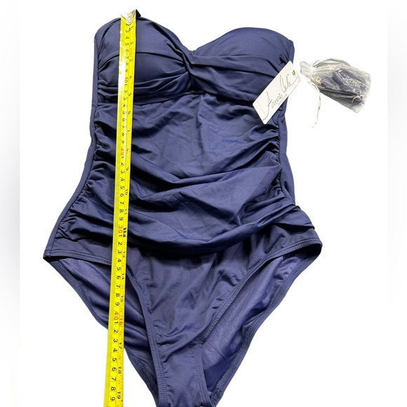 ANNE COLE womens navy blue one piece swimsuit w detachable straps strapless NWT - Picture 8 of 10